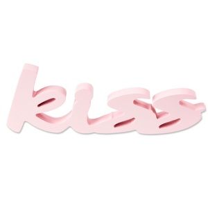 Valentine's Day Wood Cut Out Letter Décor, Pink KISS